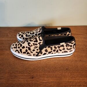 Leopard Print Slip-On Sneakers - Black & Cream